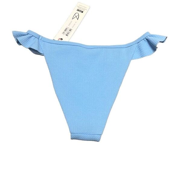 Minkpink Revolve Spero Swim Bikini Bottoms Corn Blue Textured Ruffles XS NWT - Picture 3 of 8